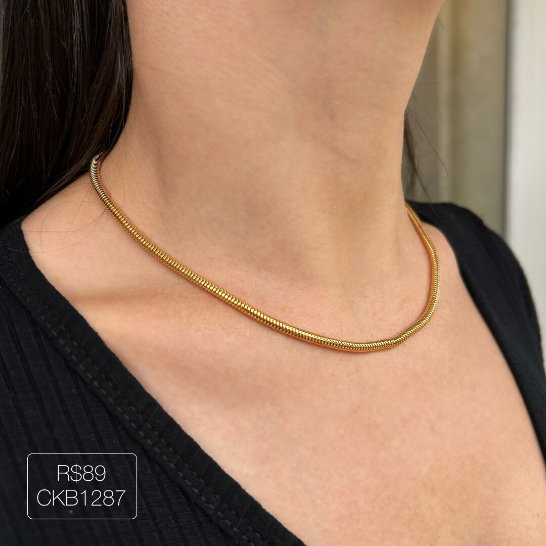 Choker Corrente P@ndora Liso Dourado
